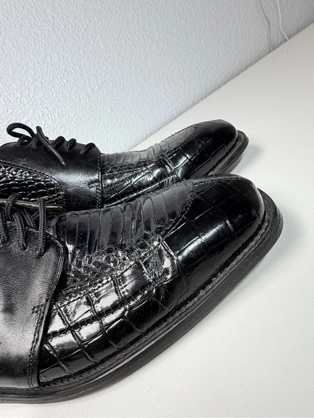 Stacy Adams Genuine Snake Leather Croc Embossed Oxford Dress Shoes men size 9